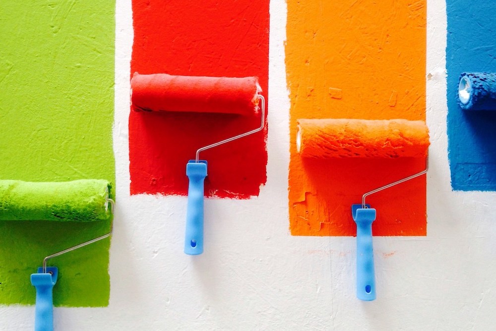 Bright paint colors with brush